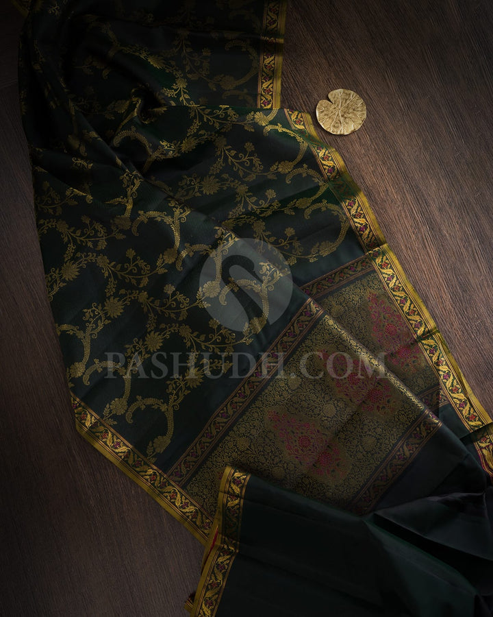 Bottle Green Kanjivaram Silk Saree-DJ444(C)
