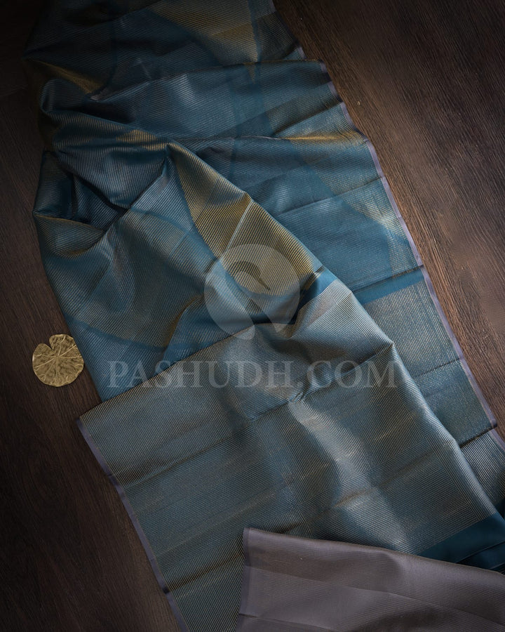 Light Slate Grey Borderless Kanjivaram Silk Saree-DJ453(C)
