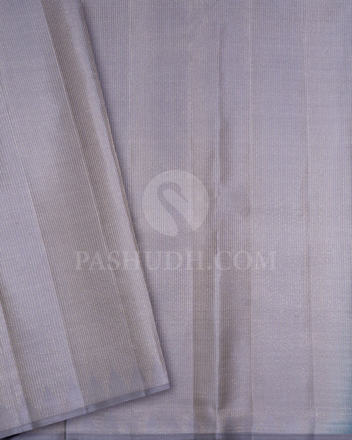 Light Slate Grey Borderless Kanjivaram Silk Saree-DJ453(C)