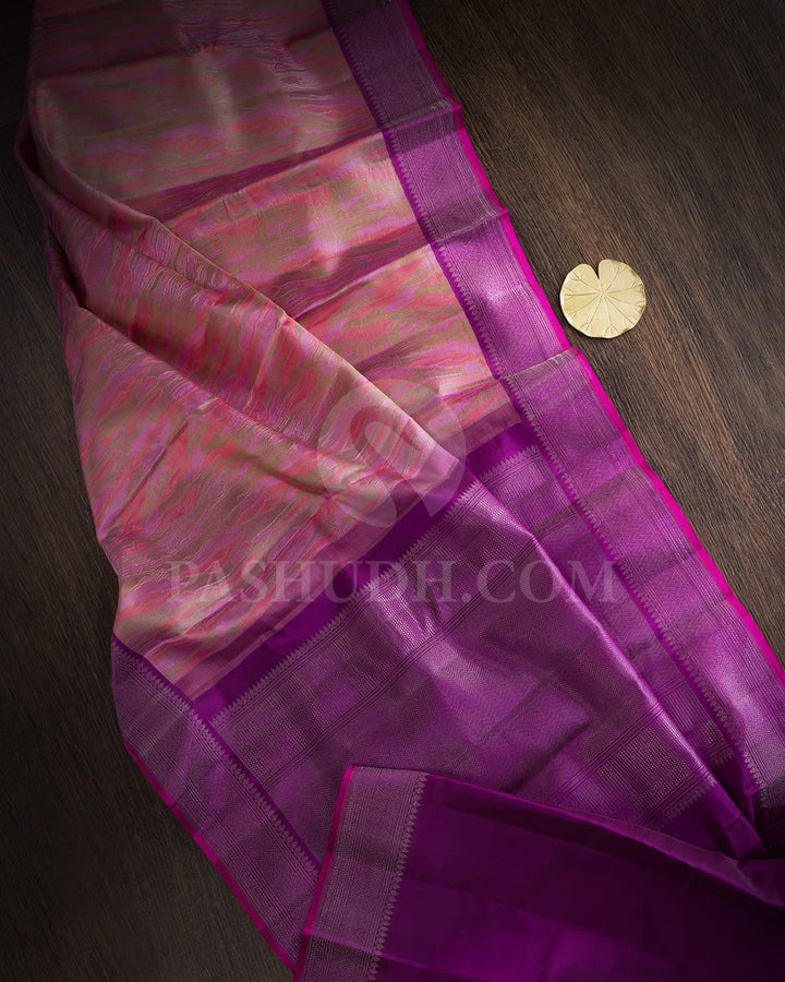 Multicolored With Chinese Purple Kanjivaram Silk Saree-DJ438(C)