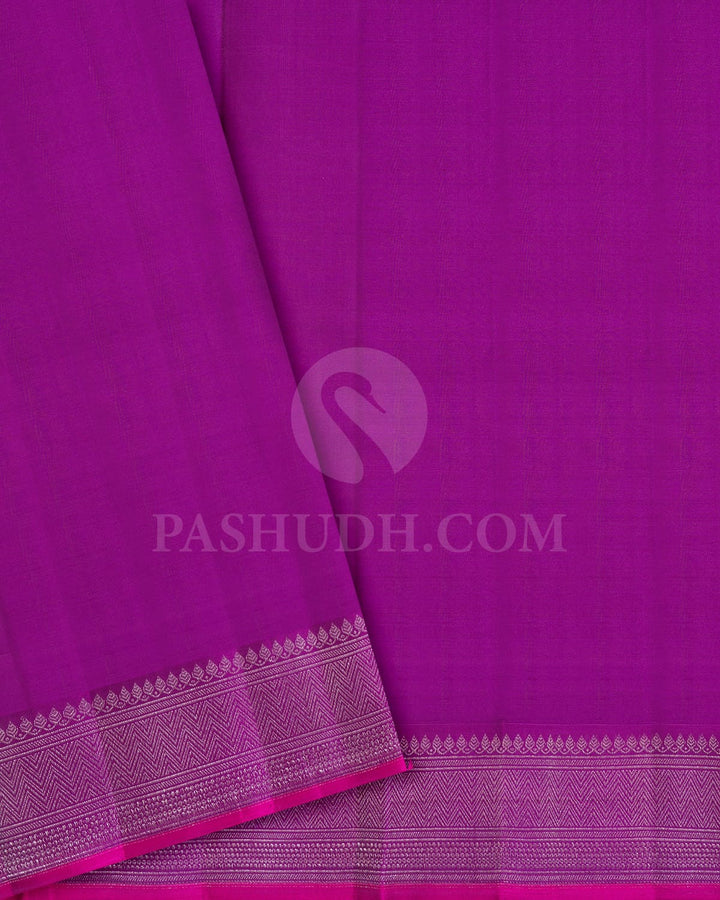 Multicolored With Chinese Purple Kanjivaram Silk Saree-DJ438(C)