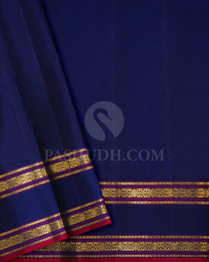 Golden Beige With Deep Blue Kanjivaram Silk Saree-DJ455(A)