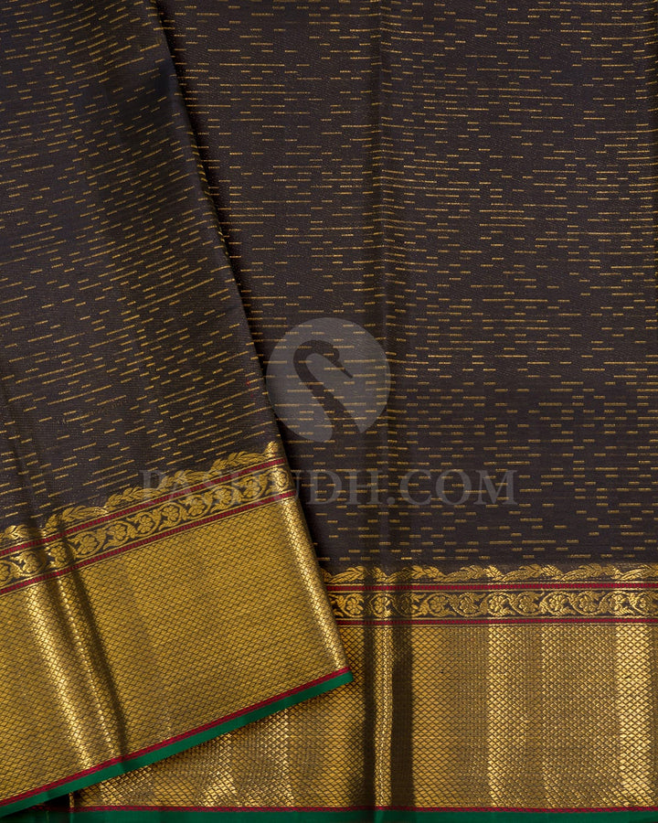 Golden Beige With Black Kanjivaram Silk Saree-D675(C)