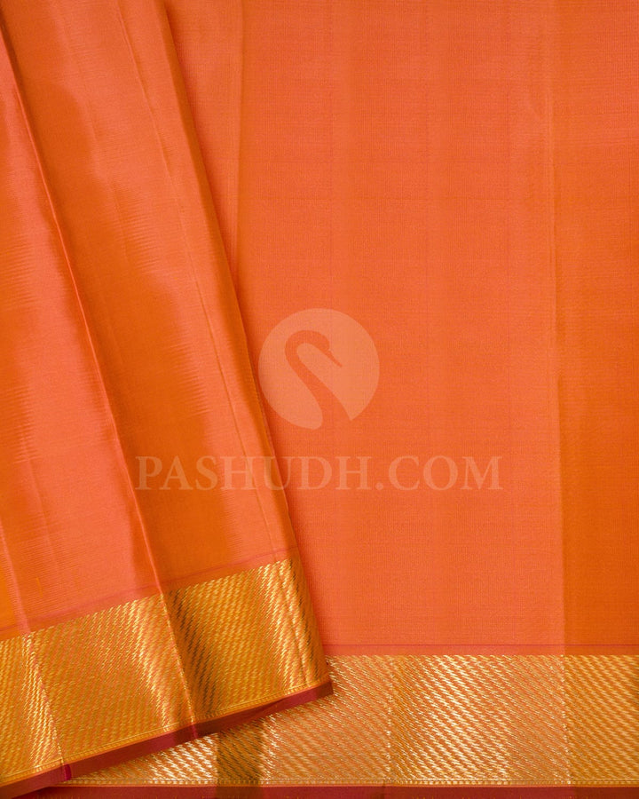 Lavender,Pink,Yellow And Green With Dual Shaded Orange Kanjivaram Silk Saree-DJ442(H)