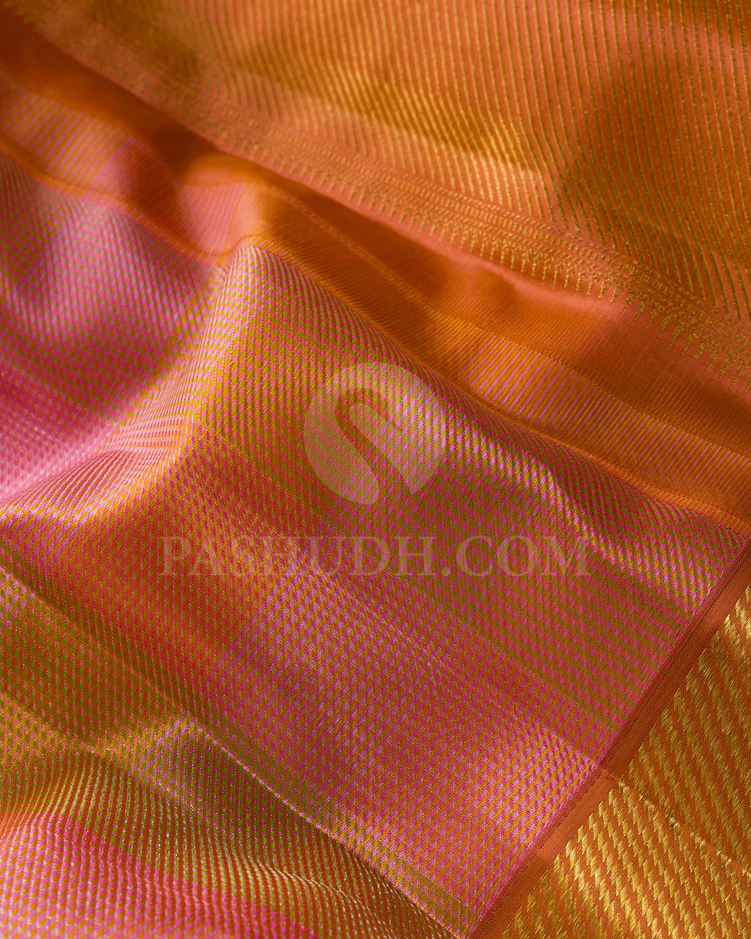 Lavender,Pink,Yellow And Green With Dual Shaded Orange Kanjivaram Silk Saree-DJ442(H)