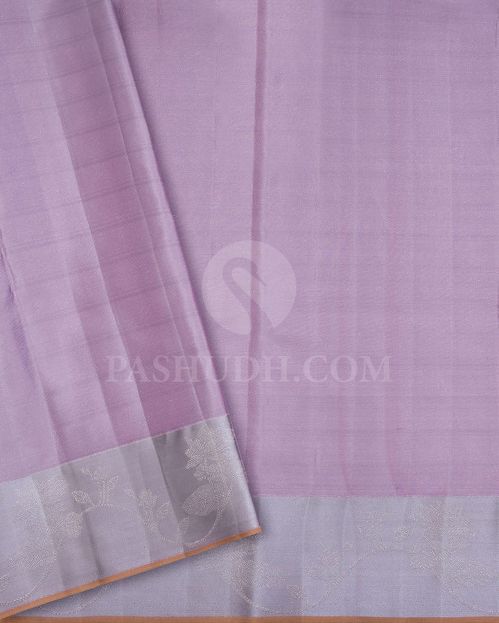 Baby Pink With Steel Grey Kanjivaram Silk Saree-D694(A)