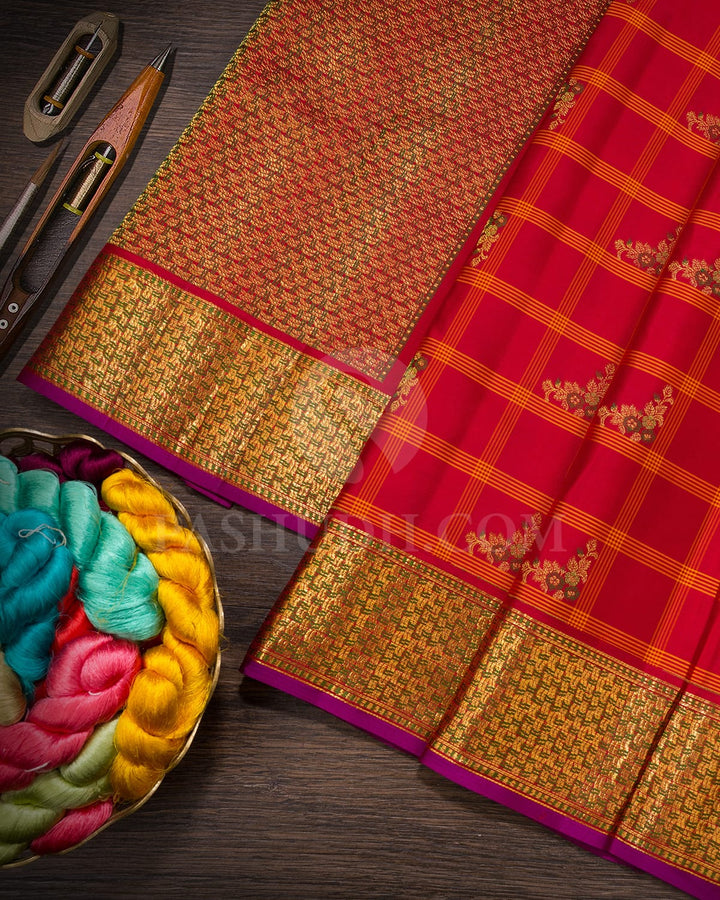 Bold Red Kanjivaram Silk Saree-DJ446(C)