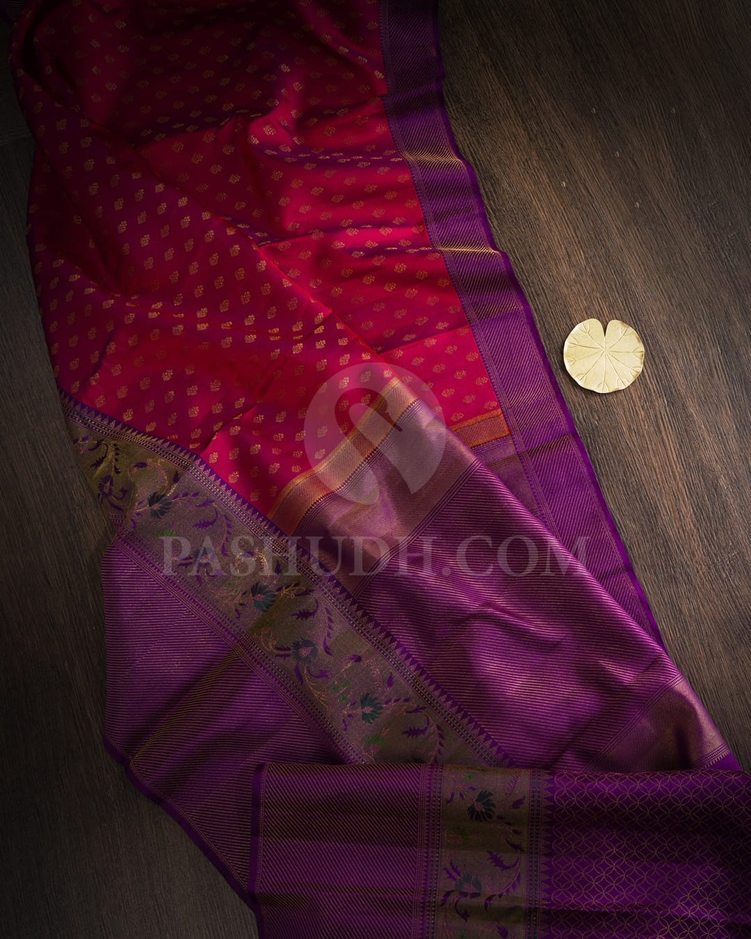 Dual Shaded Reddish Purple With Violet Kanjivaram Silk Saree-D676(C)