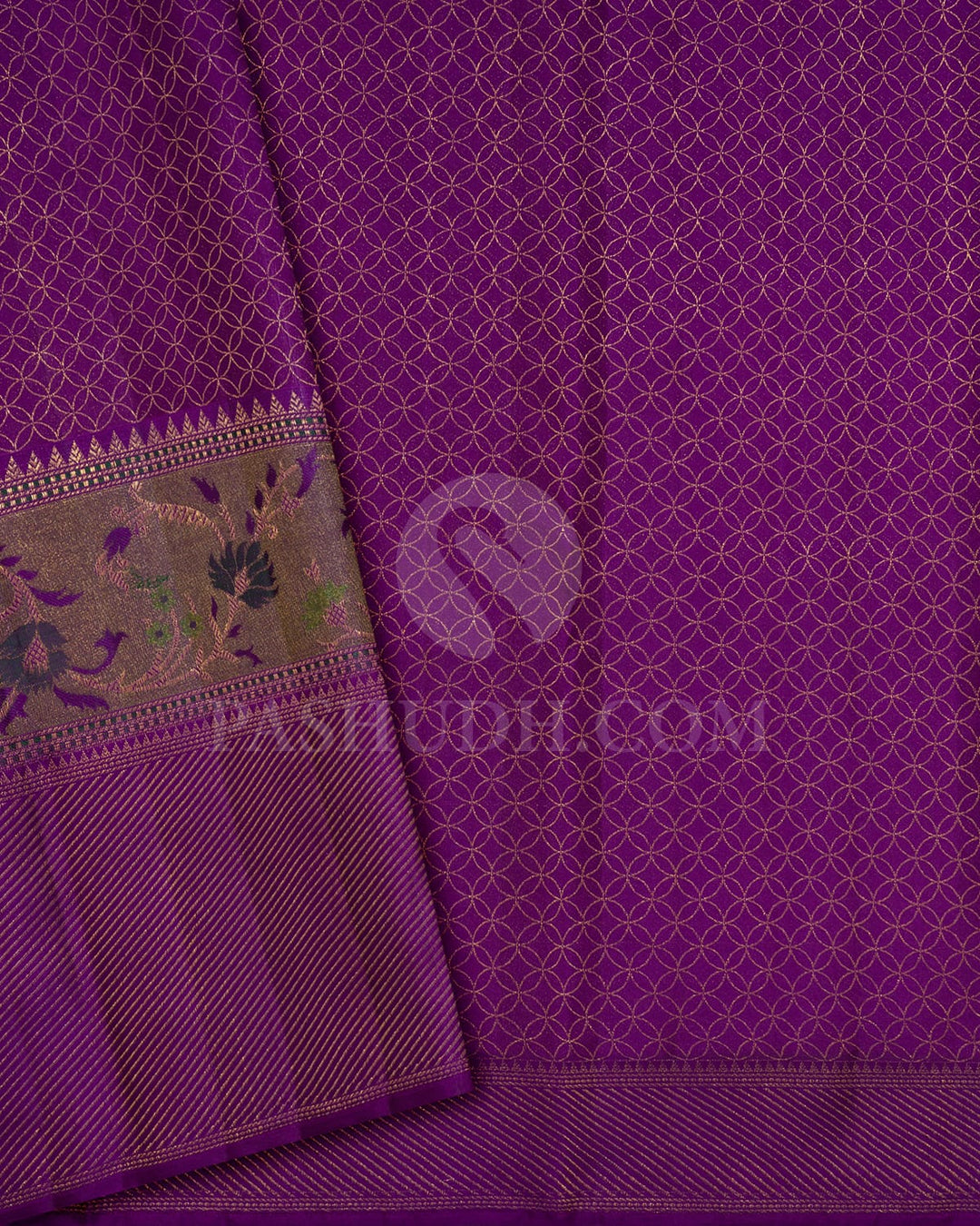 Dual Shaded Reddish Purple With Violet Kanjivaram Silk Saree-D676(C)