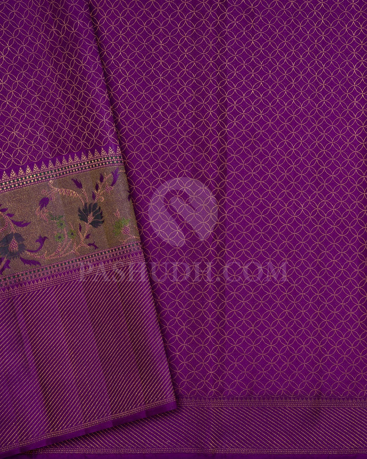 Dual Shaded Reddish Purple With Violet Kanjivaram Silk Saree-D676(C)