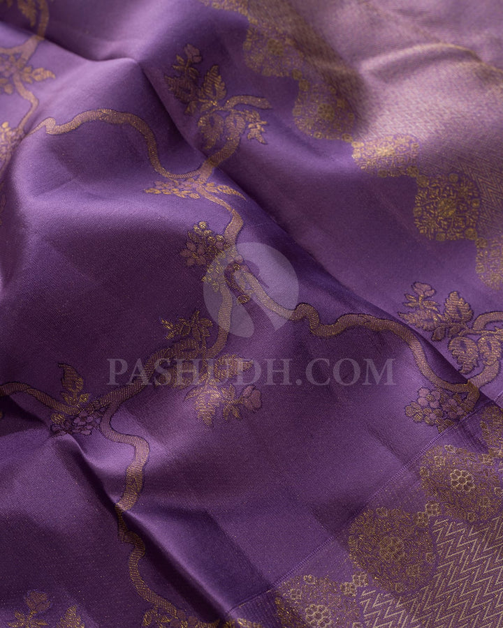 Heather Purple Kanjivaram Silk Saree-D680(C)