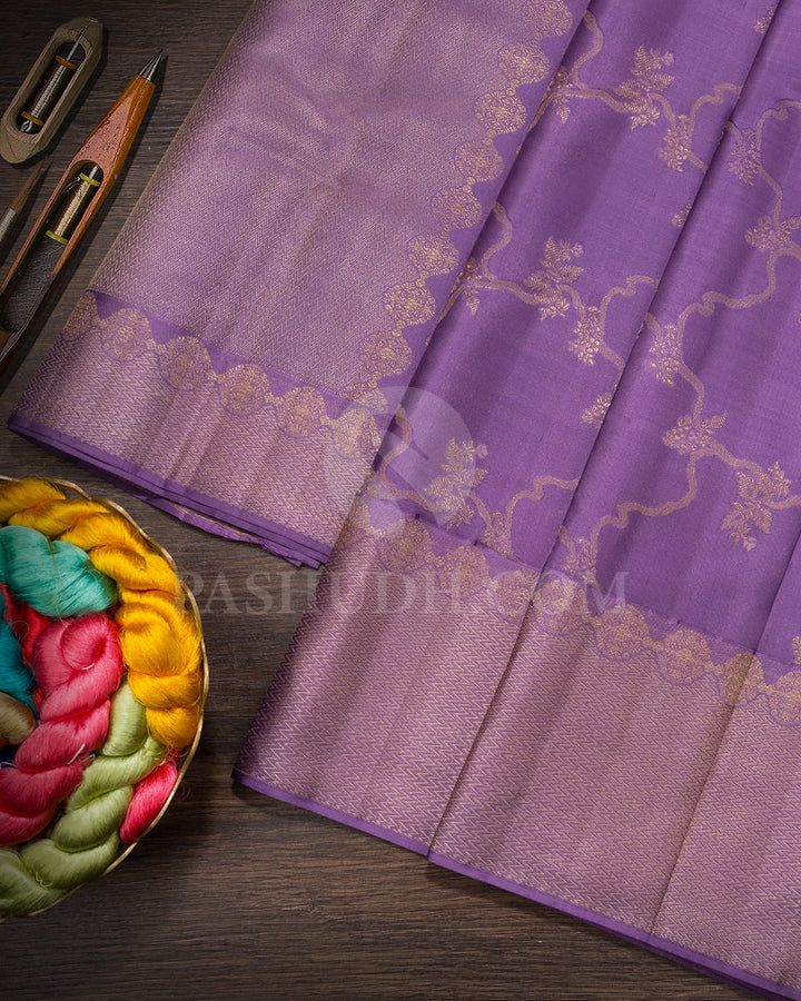 Heather Purple Kanjivaram Silk Saree-D680(C)