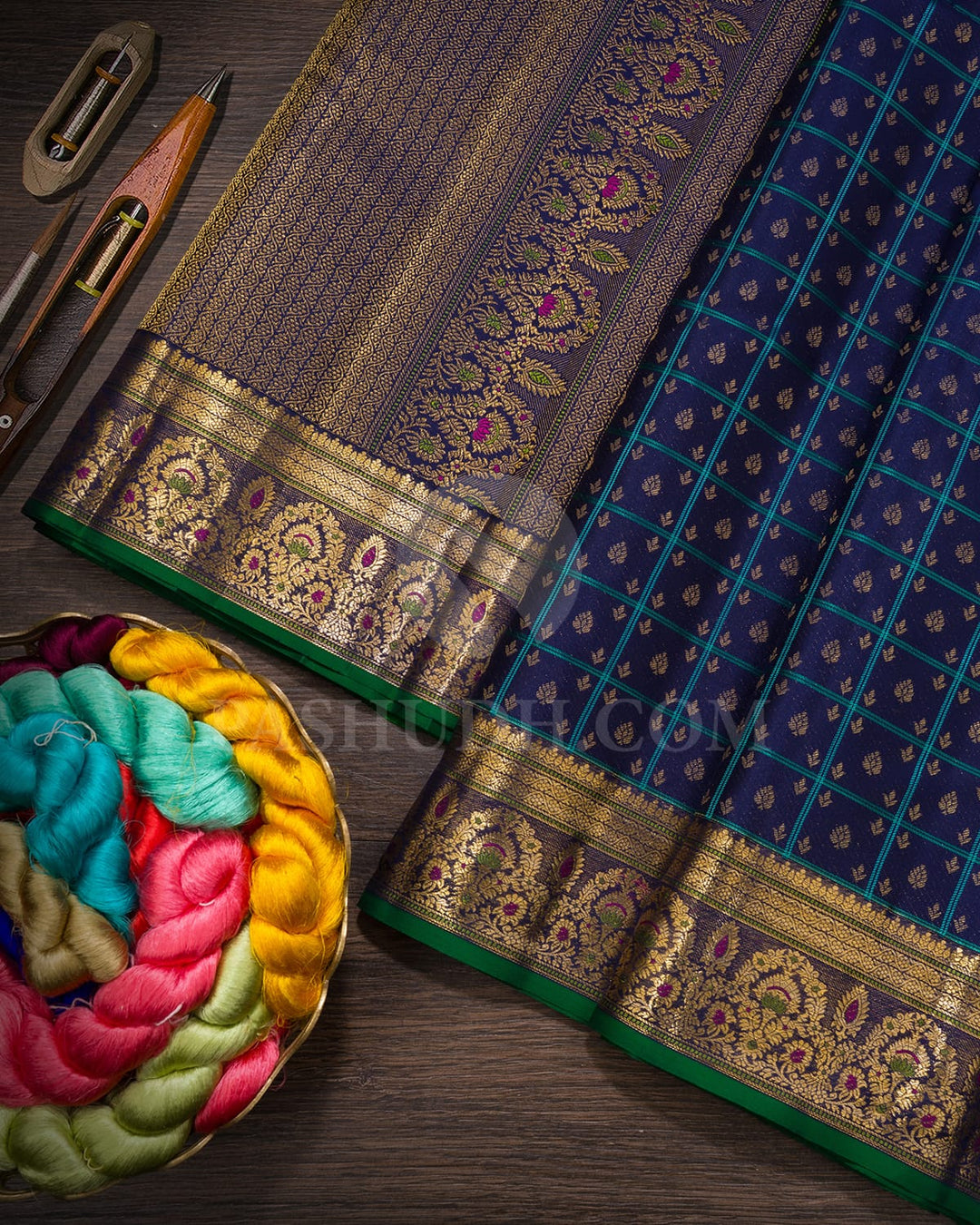 Navy Blue Kanjivaram Silk Saree-DJ456(A)
