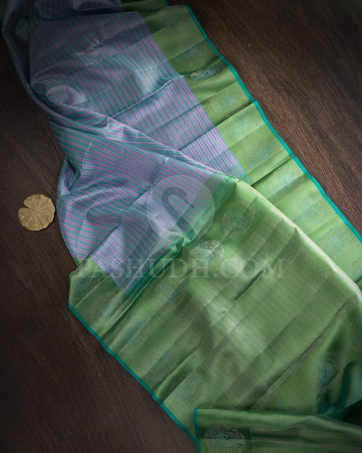 Multicolor With Pastel Green Kanjivaram Silk Saree-DJ439(C)