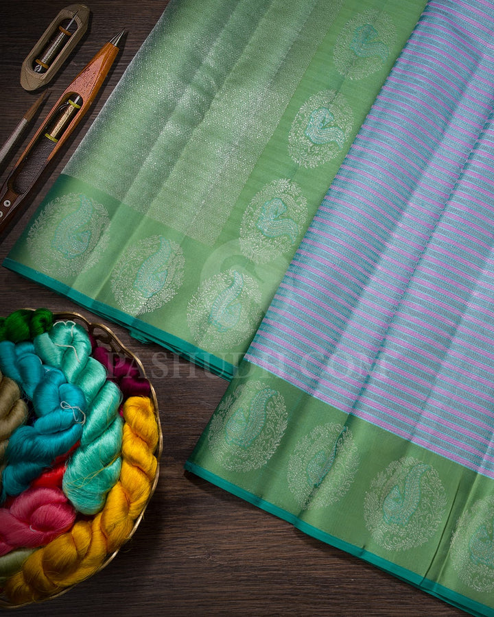 Multicolor With Pastel Green Kanjivaram Silk Saree-DJ439(C)