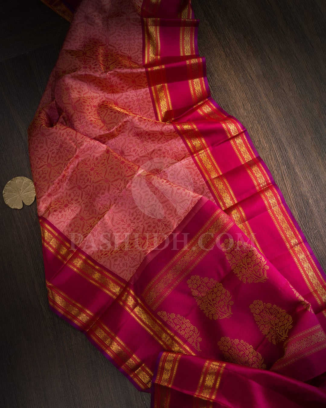 Punch Pink With Reddish Pink Kanjivaram Silk Saree-DJ455(B)