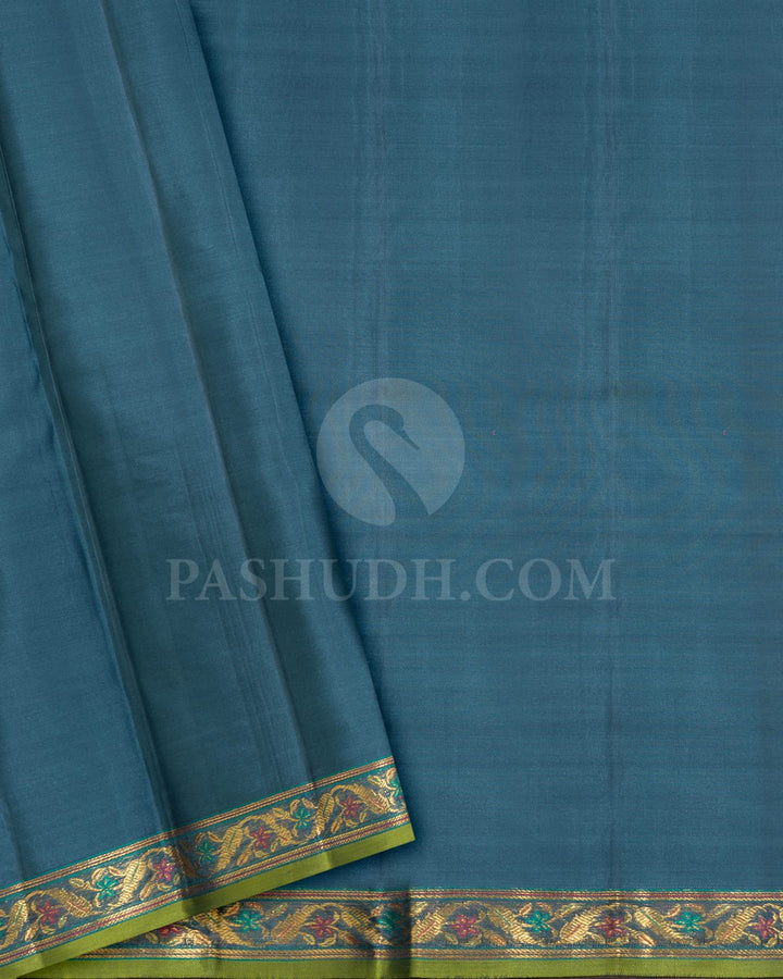 Aegean Blue Kanjivaram Silk Saree-DJ444(F)