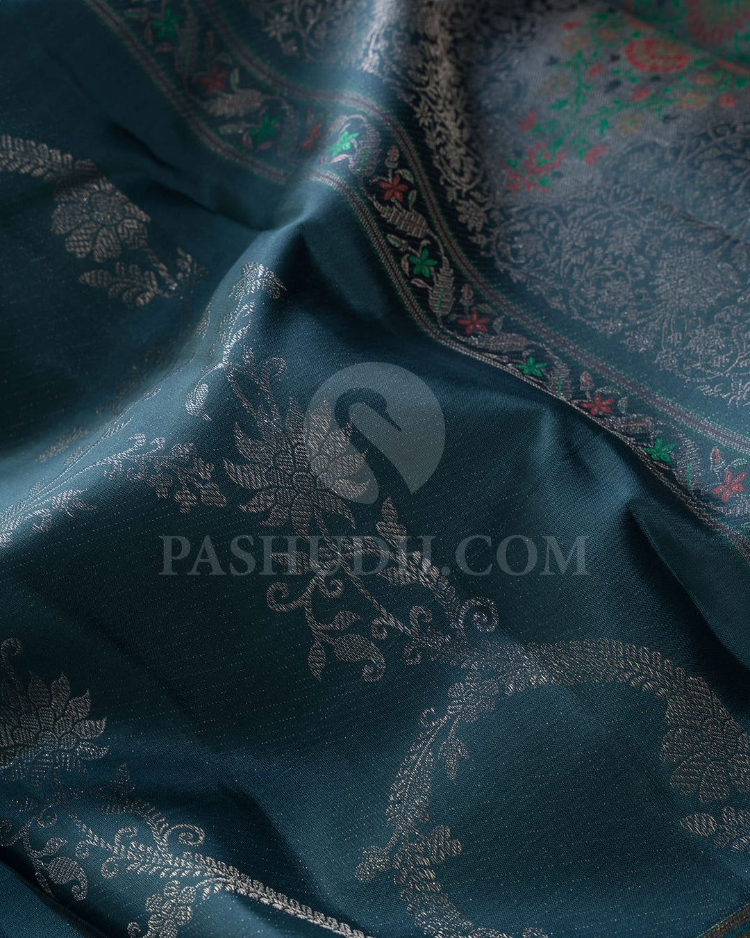 Aegean Blue Kanjivaram Silk Saree-DJ444(F)
