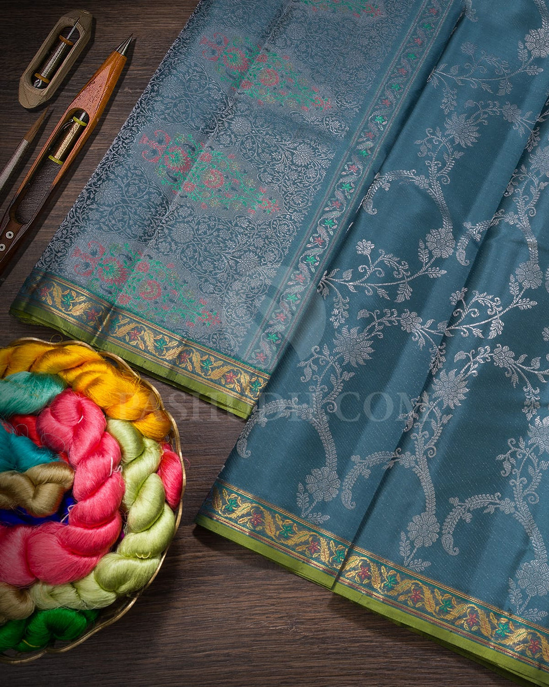 Aegean Blue Kanjivaram Silk Saree-DJ444(F)