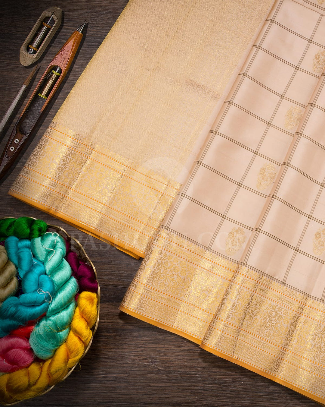 Sandy Tan Kanjivaram Silk Saree-DJ451(A)