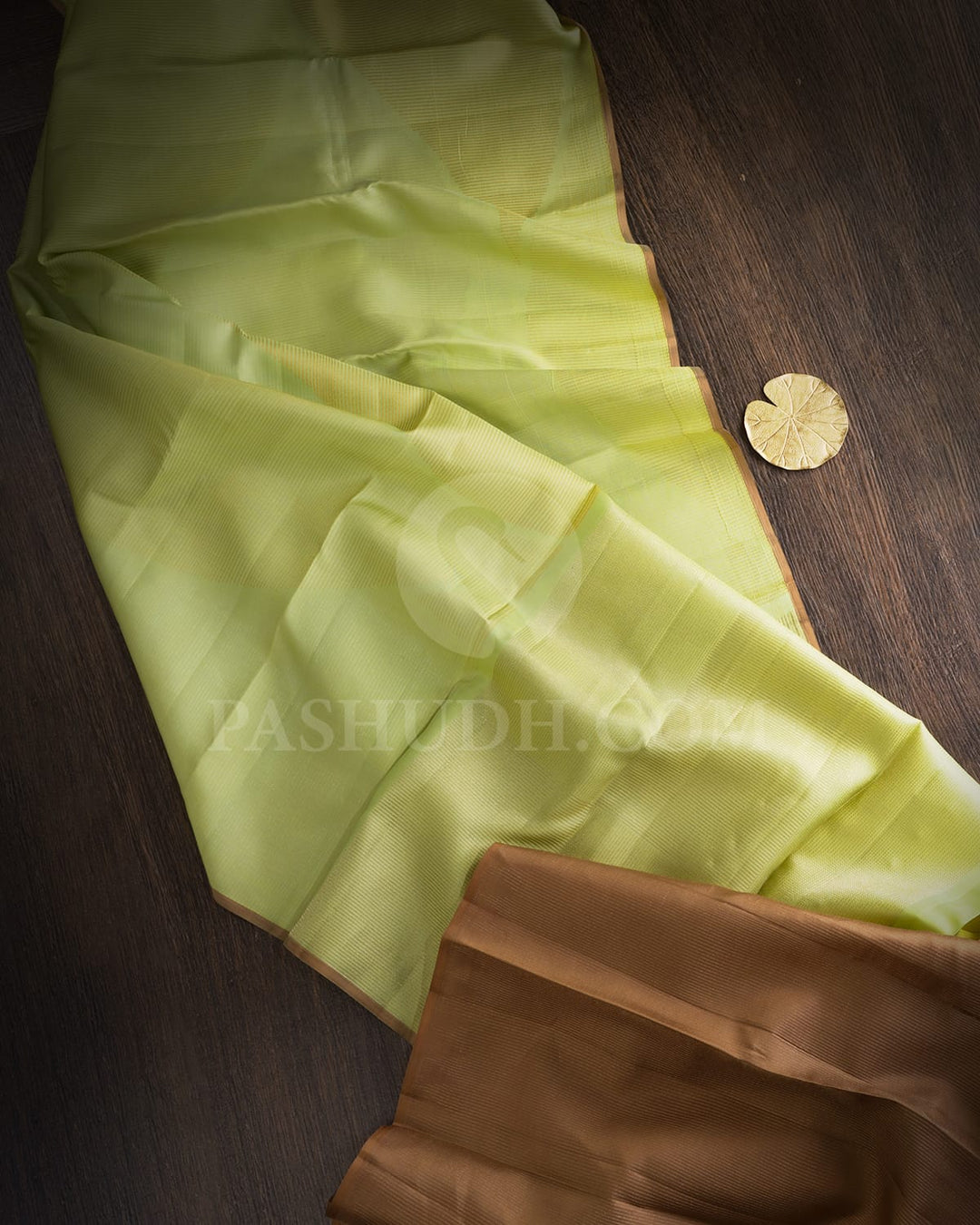 Pista Green With Golden Beige Borderless Kanjivaram Silk Saree-DJ453(B)