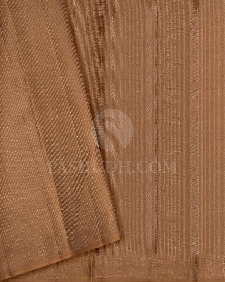 Pista Green With Golden Beige Borderless Kanjivaram Silk Saree-DJ453(B)