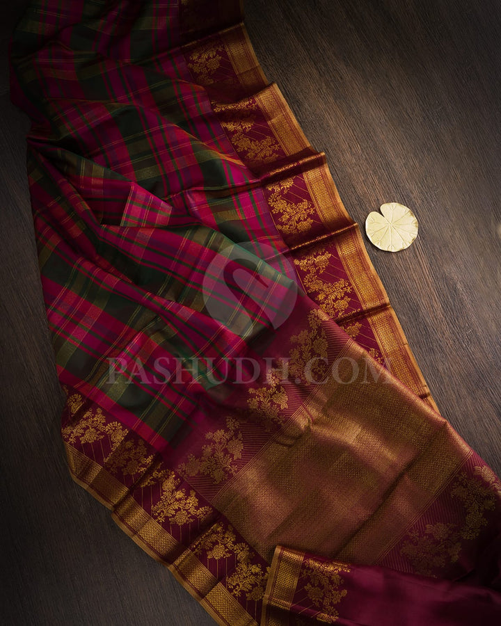 Multicolor With Betel Nut Traditional Kanjivaram Silk Saree-DJ449(C)
