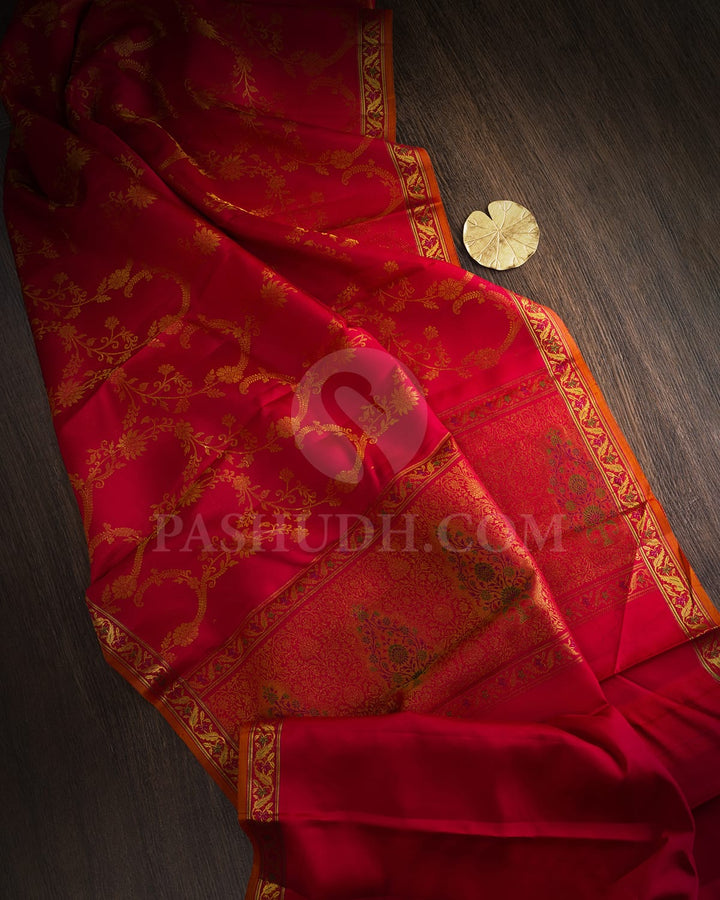 Bright Red Kanjivaram Silk Saree-DJ444(E)