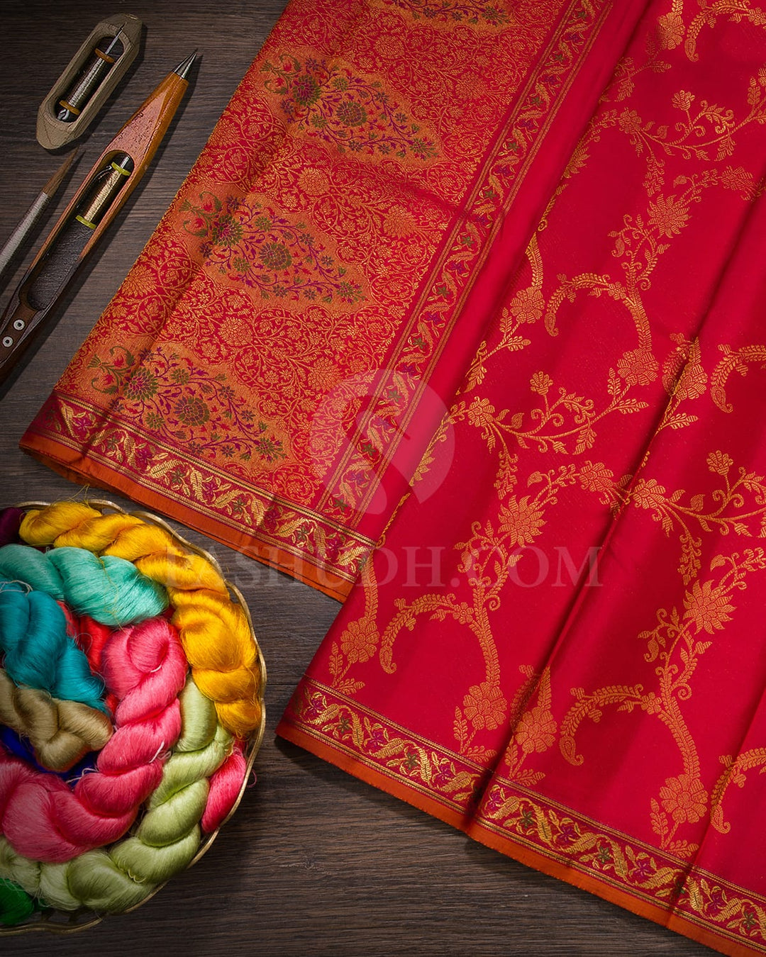 Bright Red Kanjivaram Silk Saree-DJ444(E)