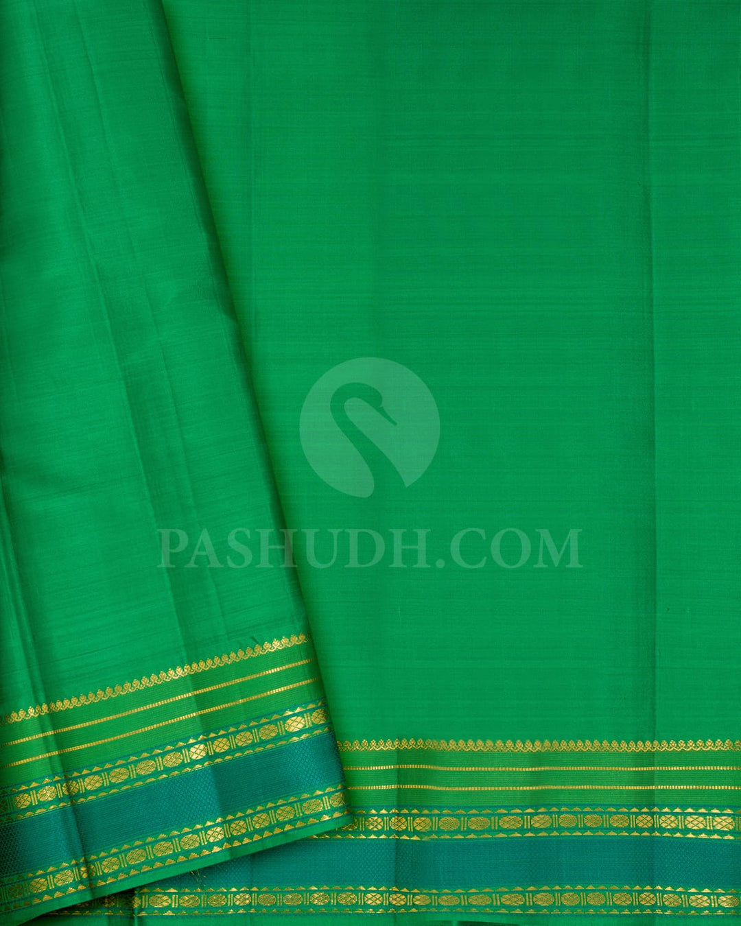 Dual Shaded Blue With Parrot Green Kanjivaram Silk Saree-DJ381(G)