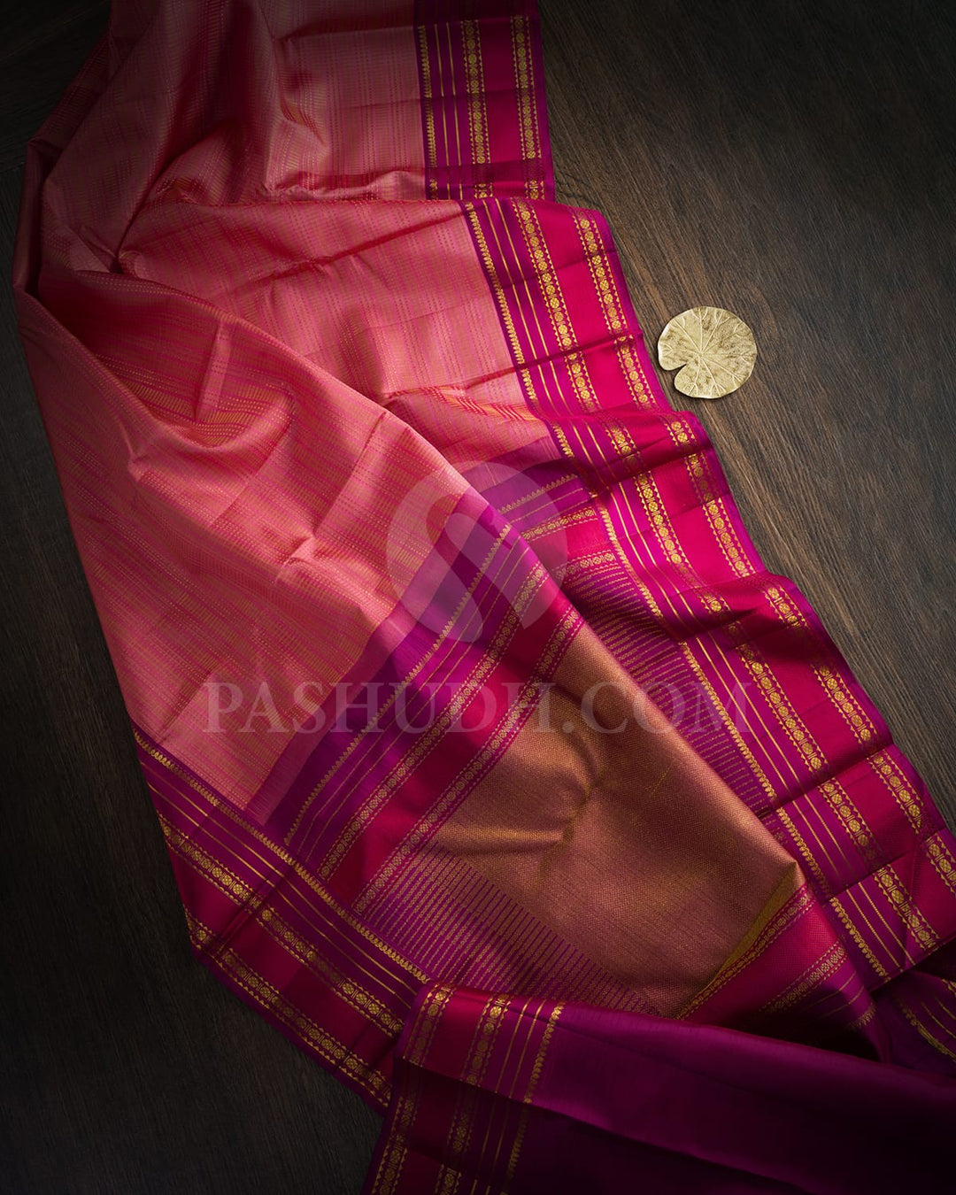 Punch Pink With Palatinate Purple Kanjivaram Silk Saree-DJ381(I)