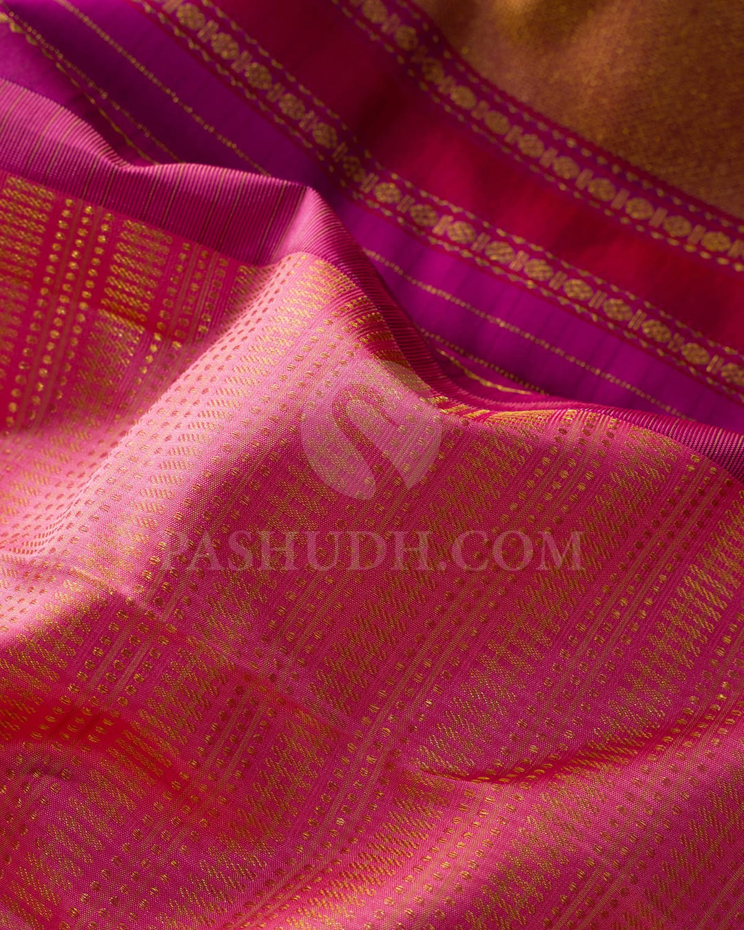 Punch Pink With Palatinate Purple Kanjivaram Silk Saree-DJ381(I)