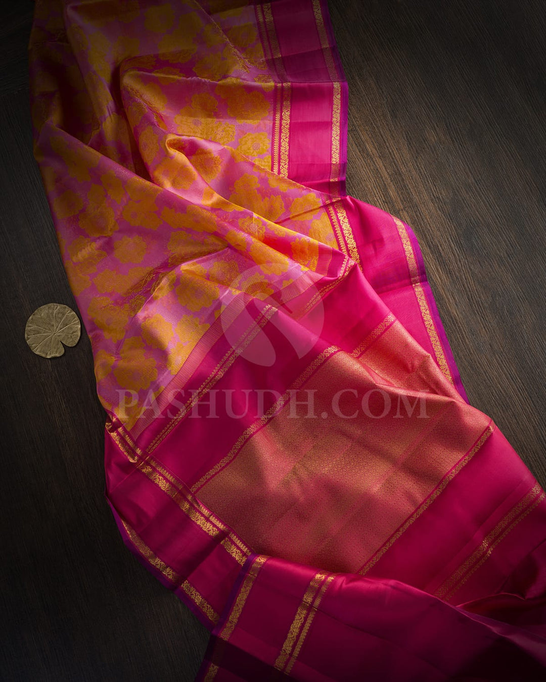 Multicolored With Punch Pink Kanjivaram Silk Saree-DJ426(I)