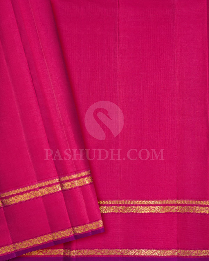 Multicolored With Punch Pink Kanjivaram Silk Saree-DJ426(I)