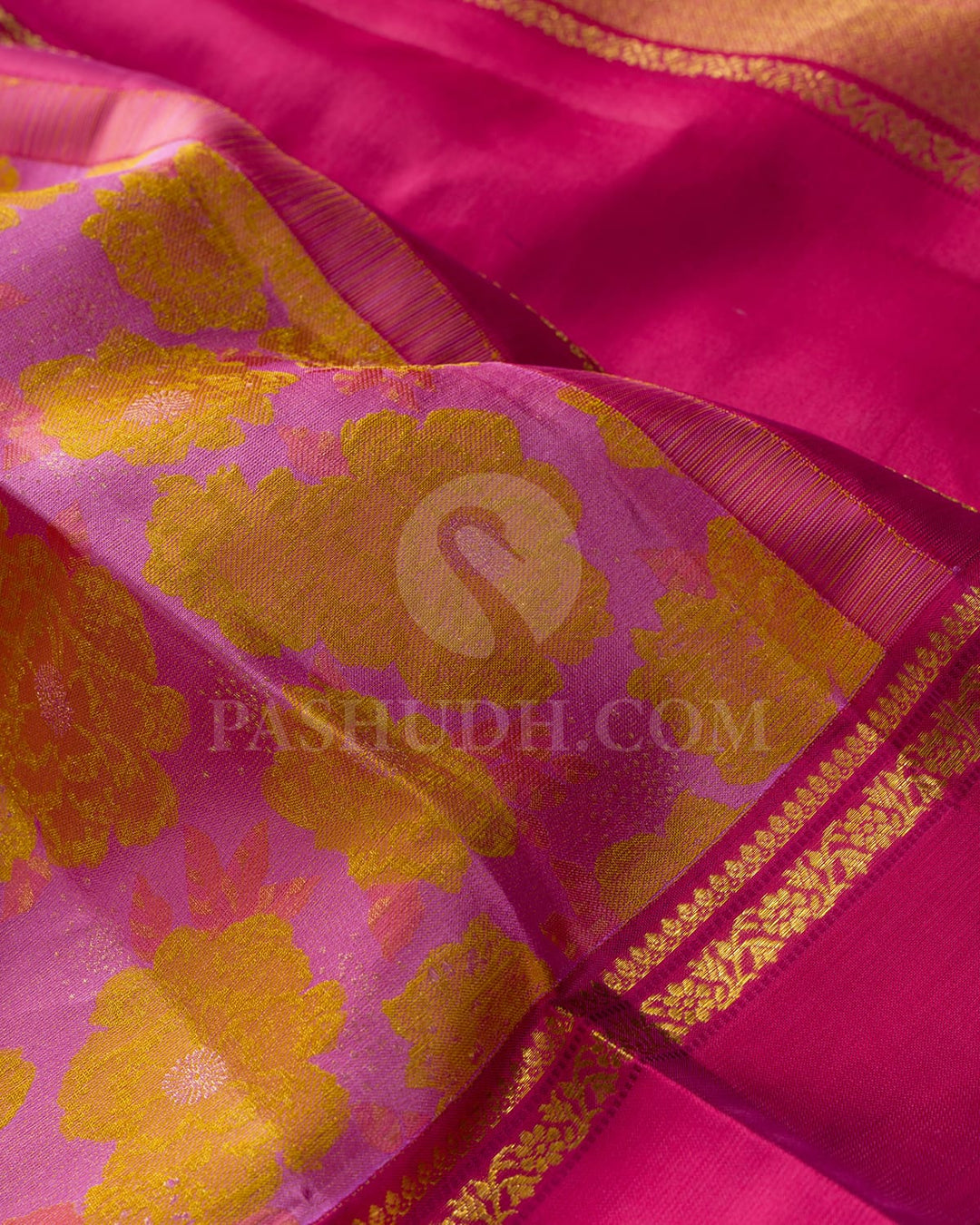 Multicolored With Punch Pink Kanjivaram Silk Saree-DJ426(I)