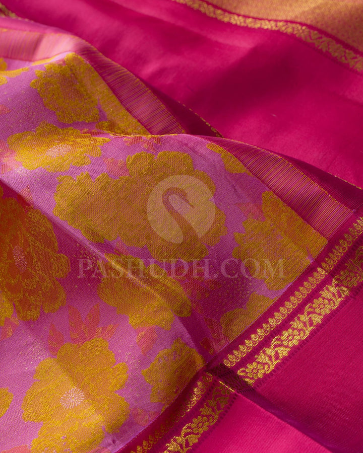 Multicolored With Punch Pink Kanjivaram Silk Saree-DJ426(I)
