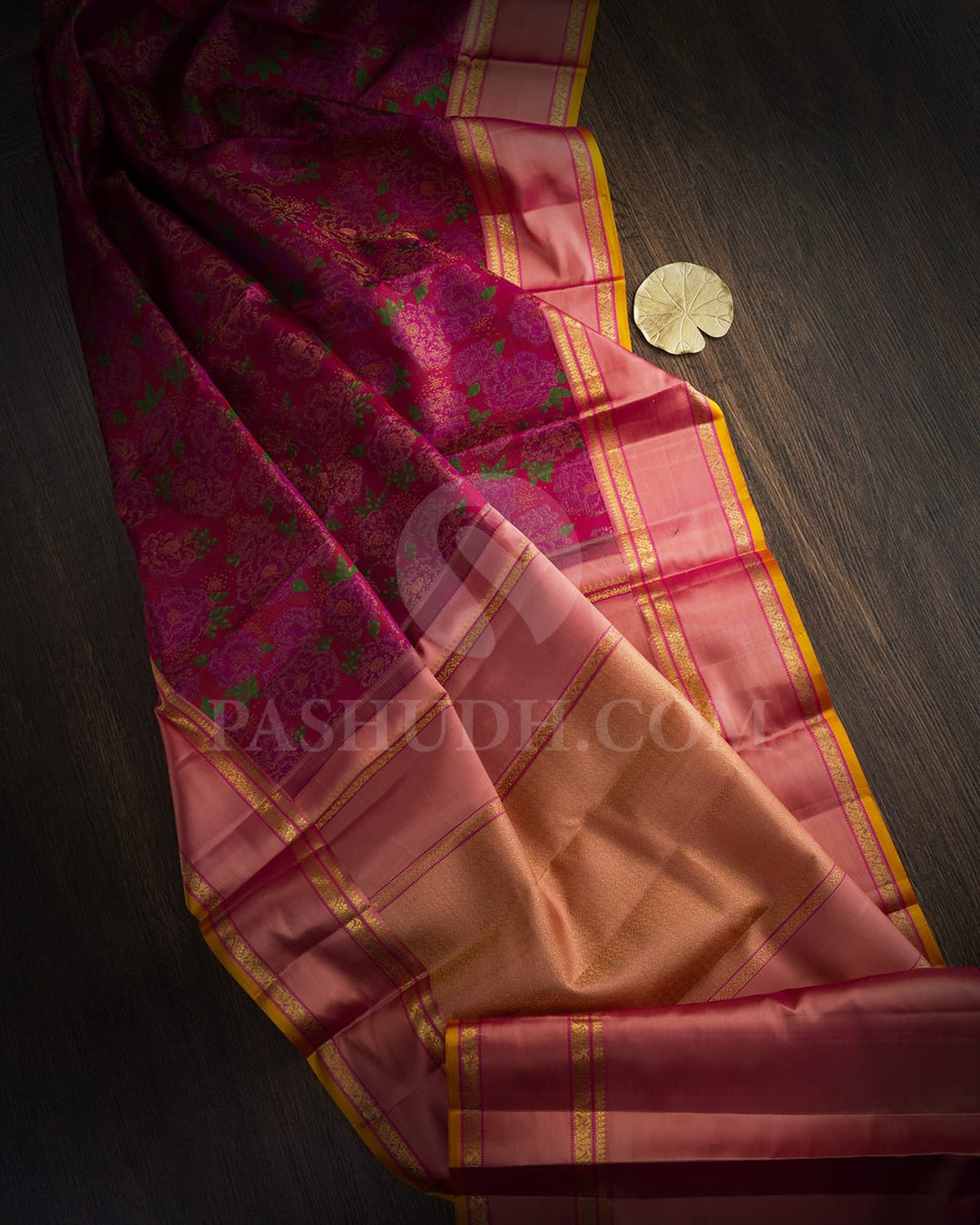 Dual Shaded Magenta With Red And Onion Pink Kanjivaram Silk Saree-DJ426(J)