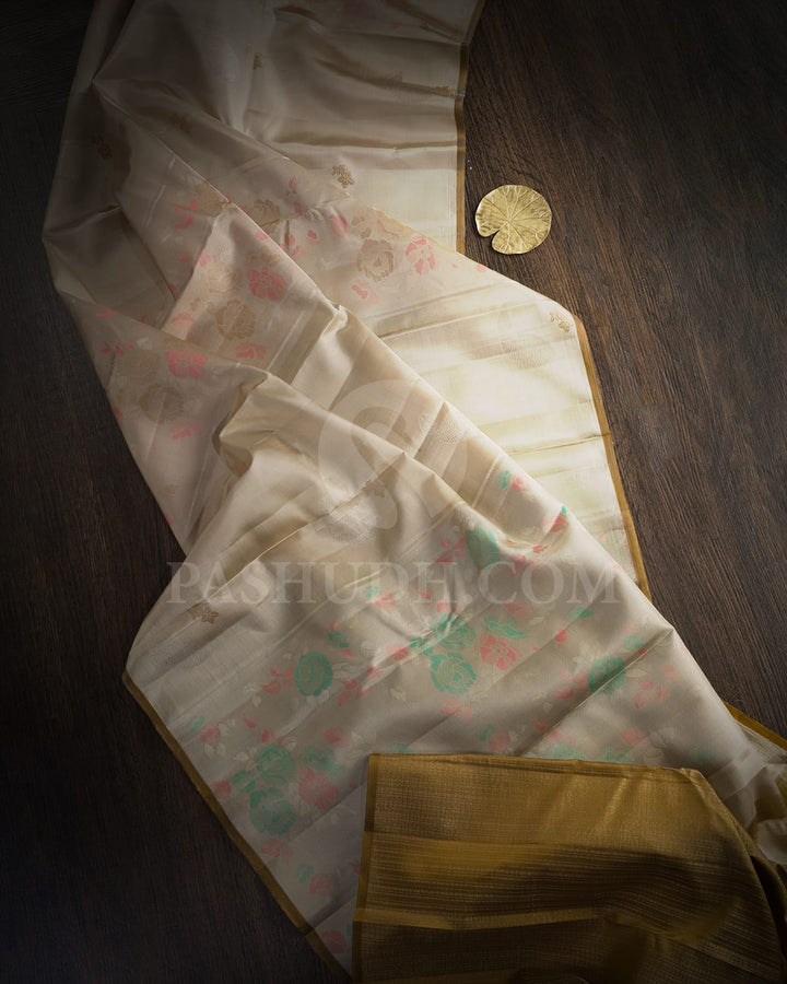 Beige Kanjivaram Silk Saree-DJ435(D)