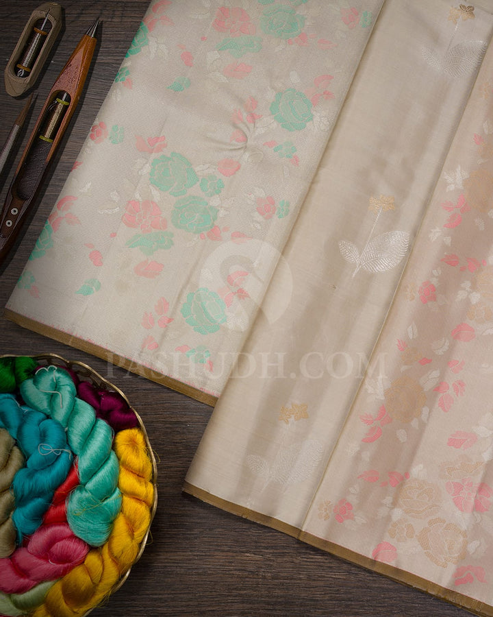 Beige Kanjivaram Silk Saree-DJ435(D)