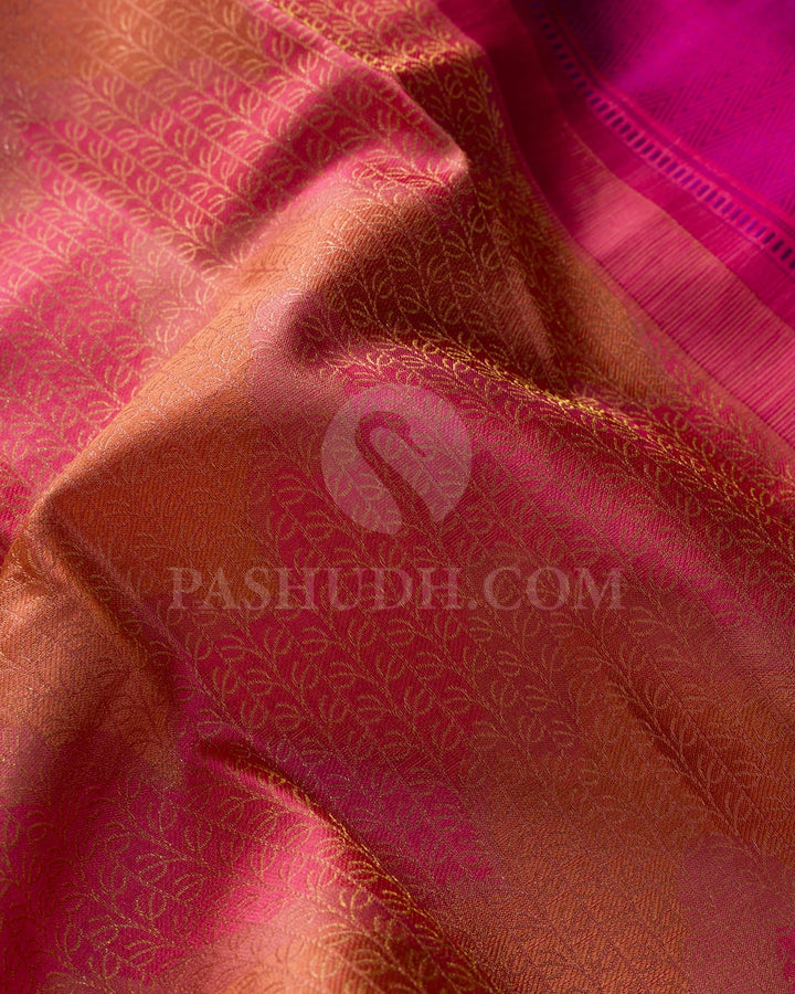 Multicolored With Rouge Pink Kanjivaram Silk Saree-DJ431(D)