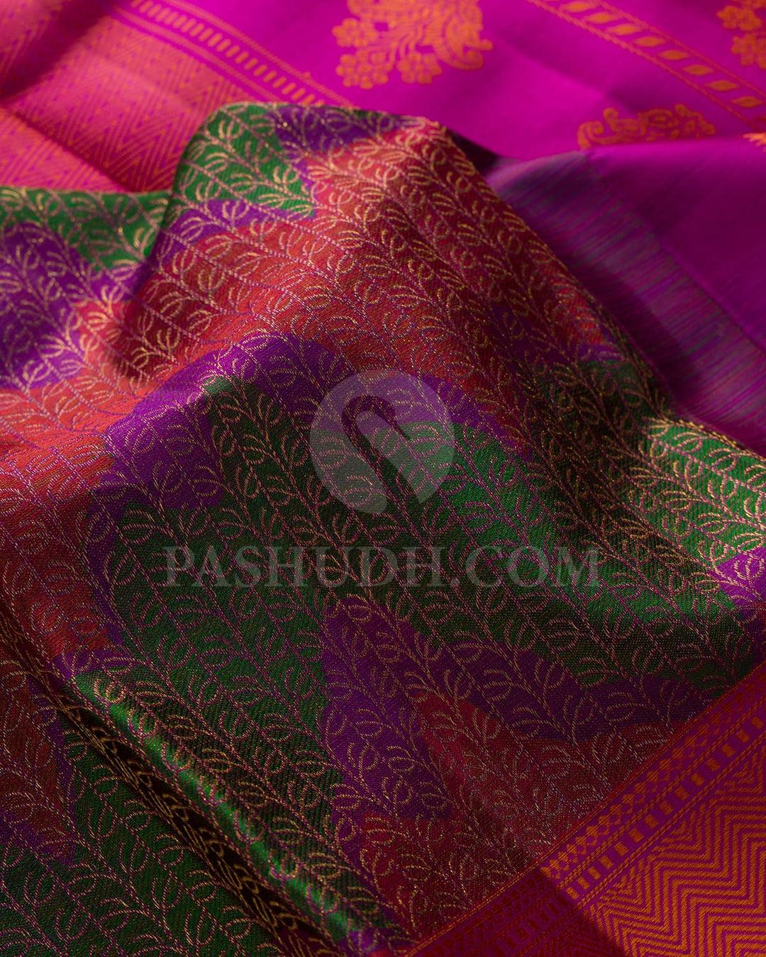Multicolored With Magenta Kanjivaram Silk Saree-DJ431(F)
