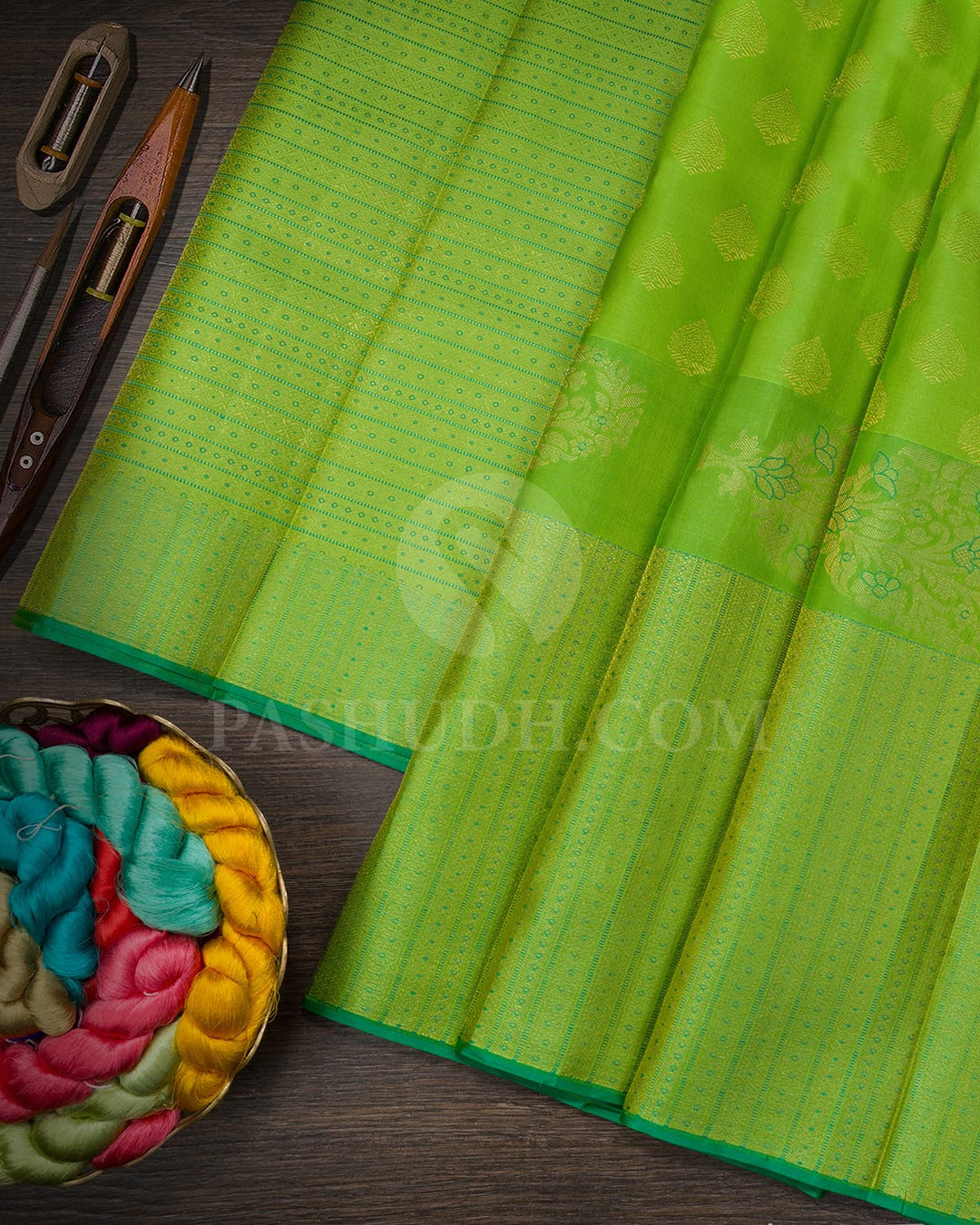 Parrot Green Kanjivaram Silk Saree-D668(C)