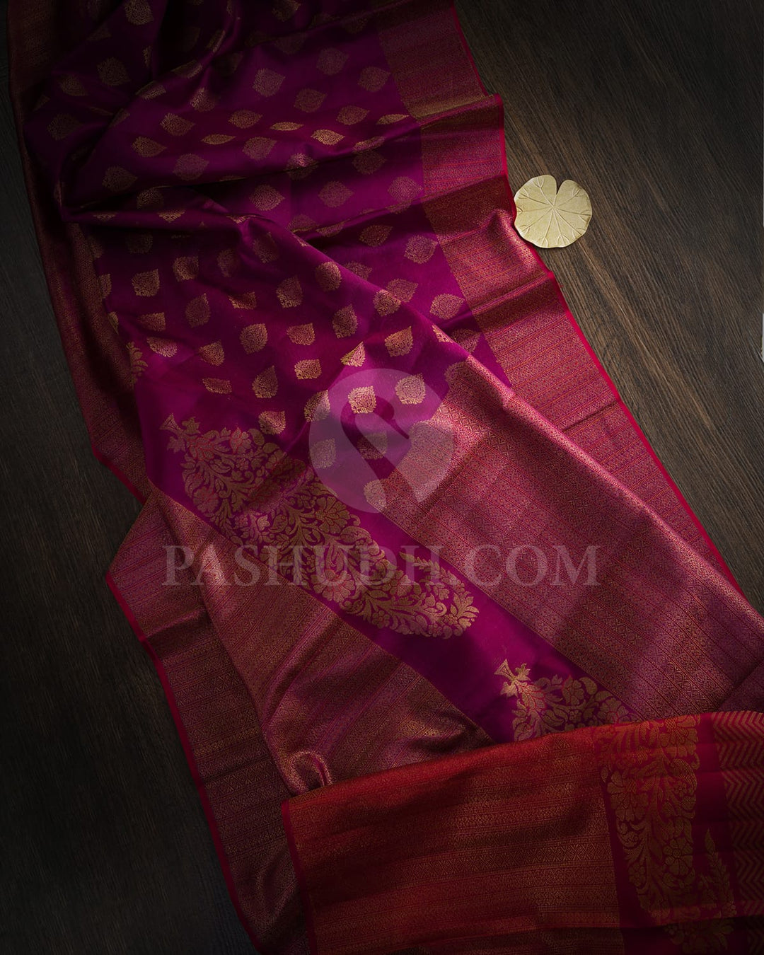 Mulberry Purple With Red Kanjivaram Silk Saree-D668(F)