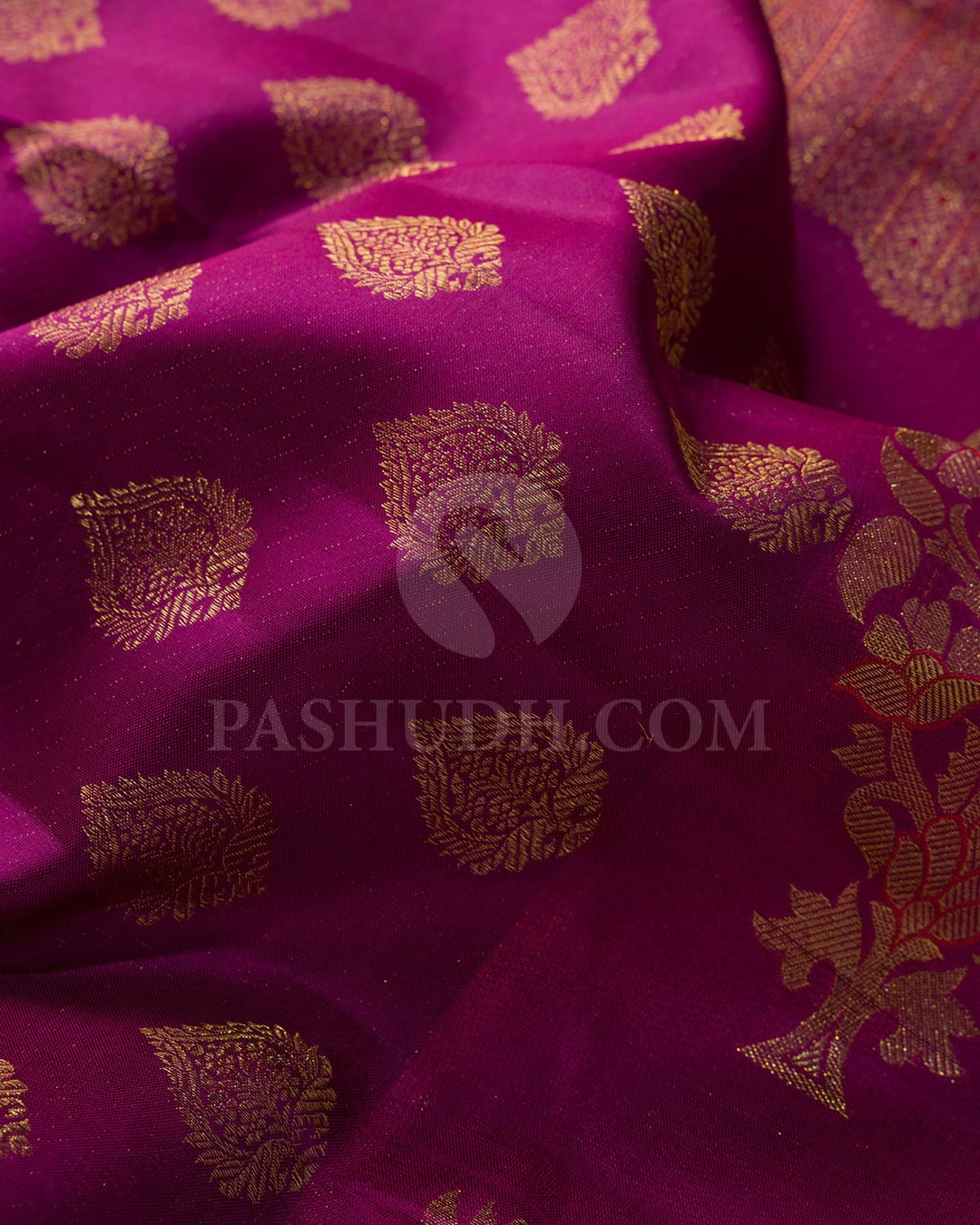 Mulberry Purple With Red Kanjivaram Silk Saree-D668(F)