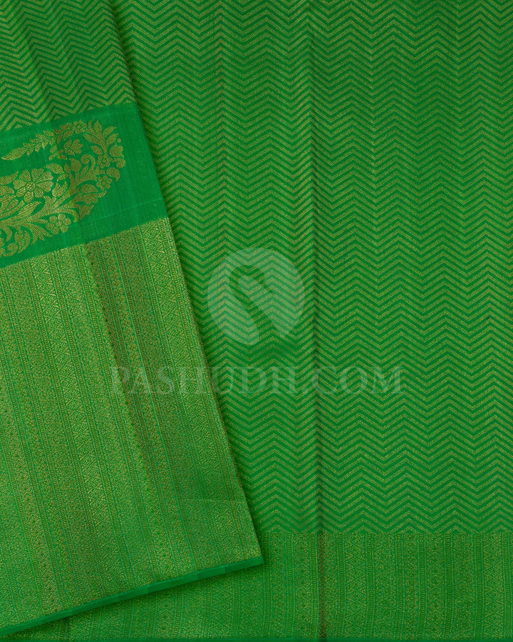 Deep Blue With Forest Green Kanjivaram Silk Saree-D668(D)