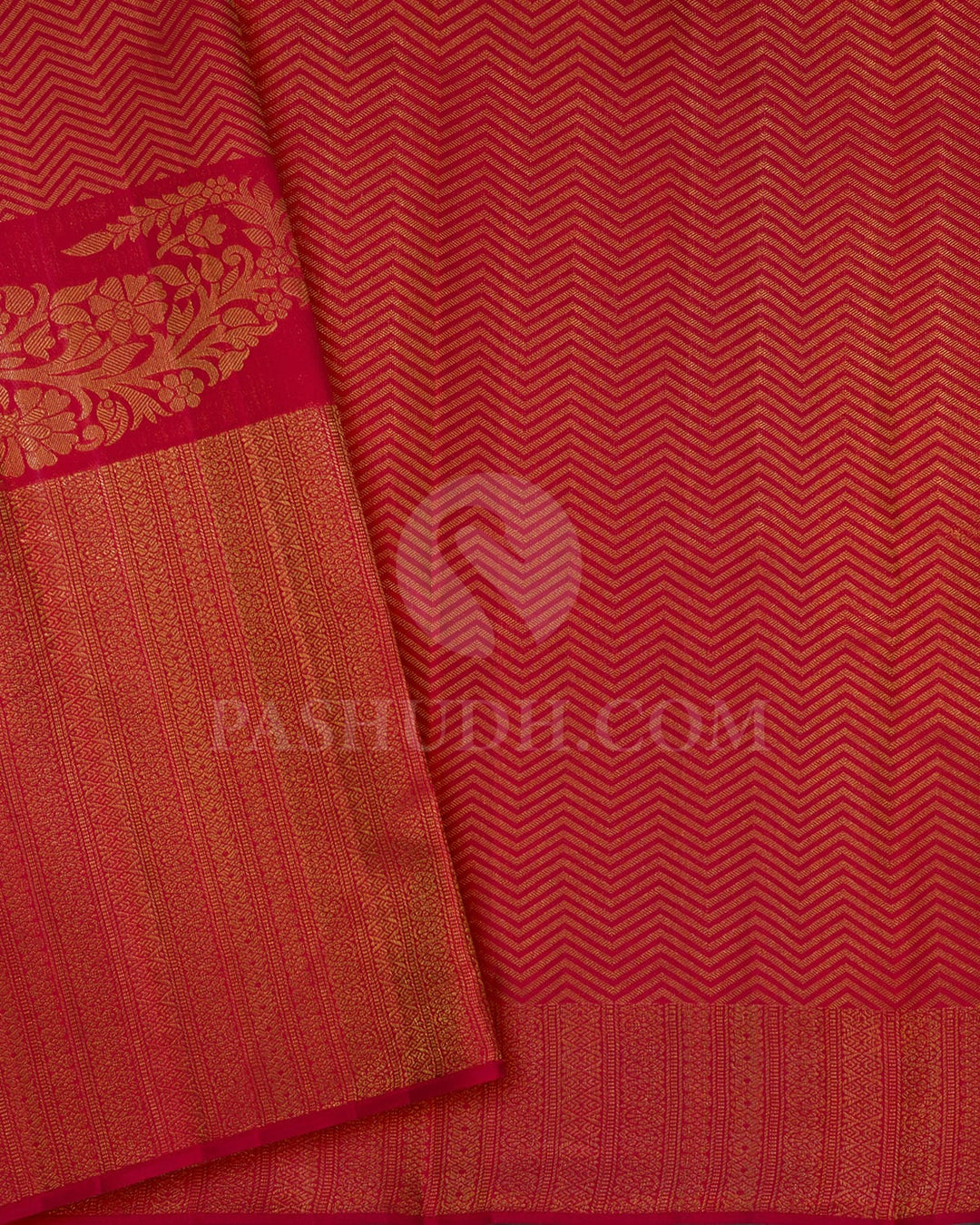 Peachy Pink With Red Kanjivaram Silk Saree-D668(E)