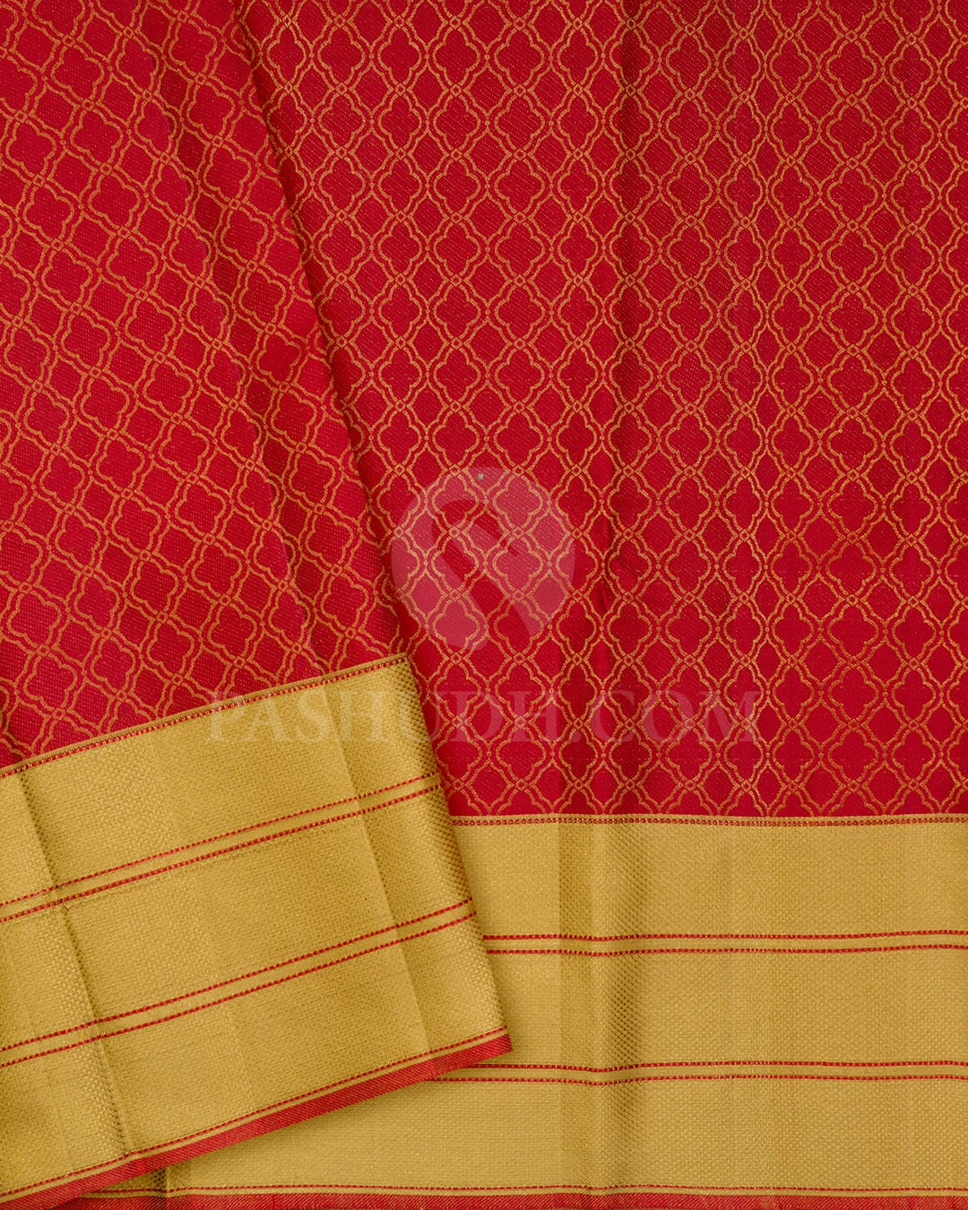 Forest Green,Beige And Red Kanjivaram Silk Saree-DJ460(A)