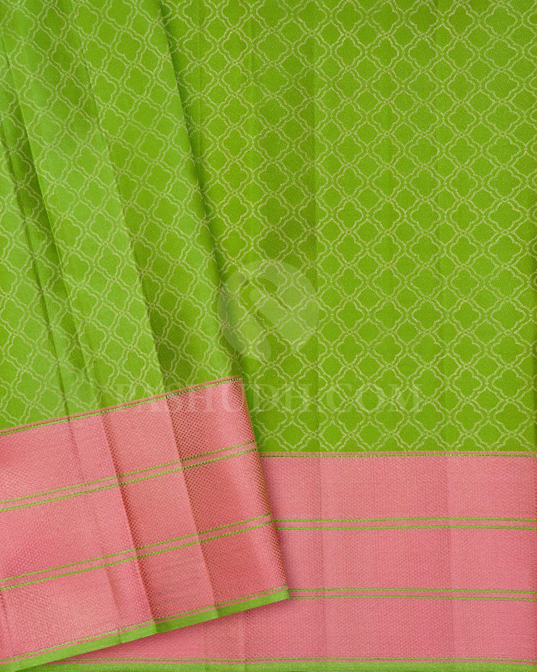 Navy Blue ,Bubblegum Pink And Parrot Green Kanjivaram Silk Saree-DJ460(B)