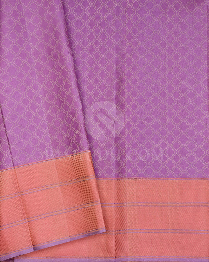 Sage Green With Peachy Pink And Lilac Kanjivaram Silk Saree-DJ460(C)