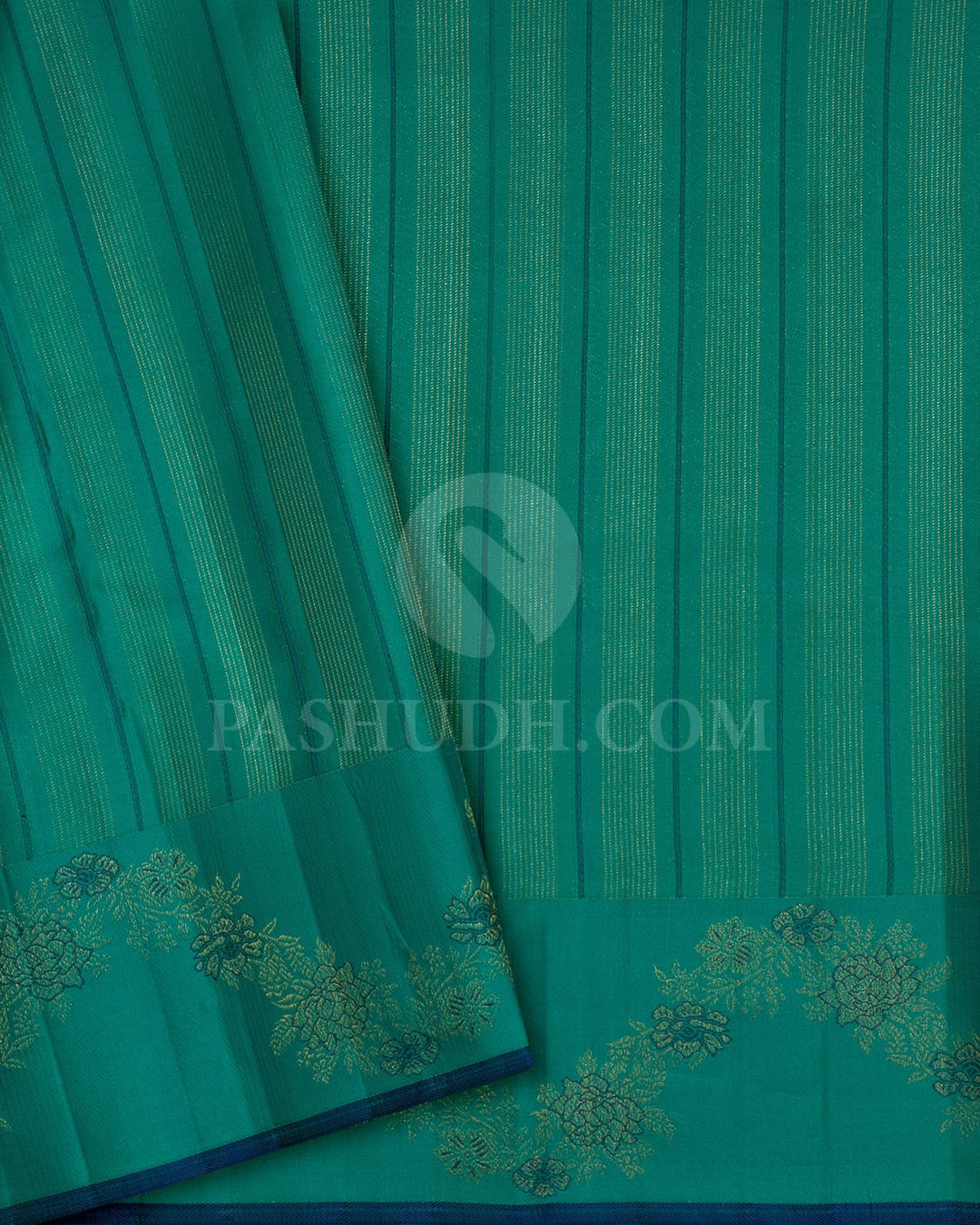 Dual Shade Of Pear Green And Emerald Green Kanjivaram Silk Saree-D704(B)